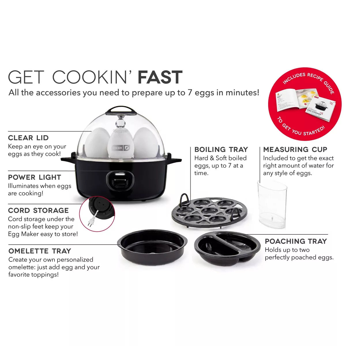 Dash 3-In-1 Everyday 7-Egg Cooker with Omelet Maker and Poaching