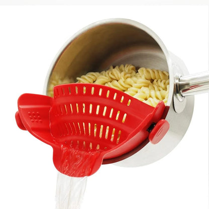 Universal Silicone Clip-On Pot Strainer - Simple Snap and Strain