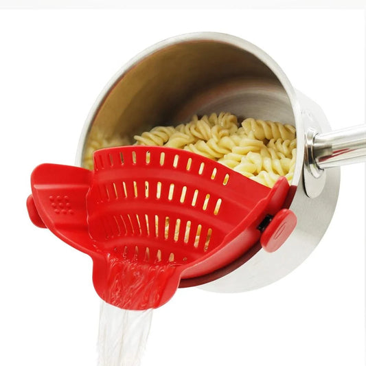 Universal Silicone Clip-On Pot Strainer - Simple Snap and Strain