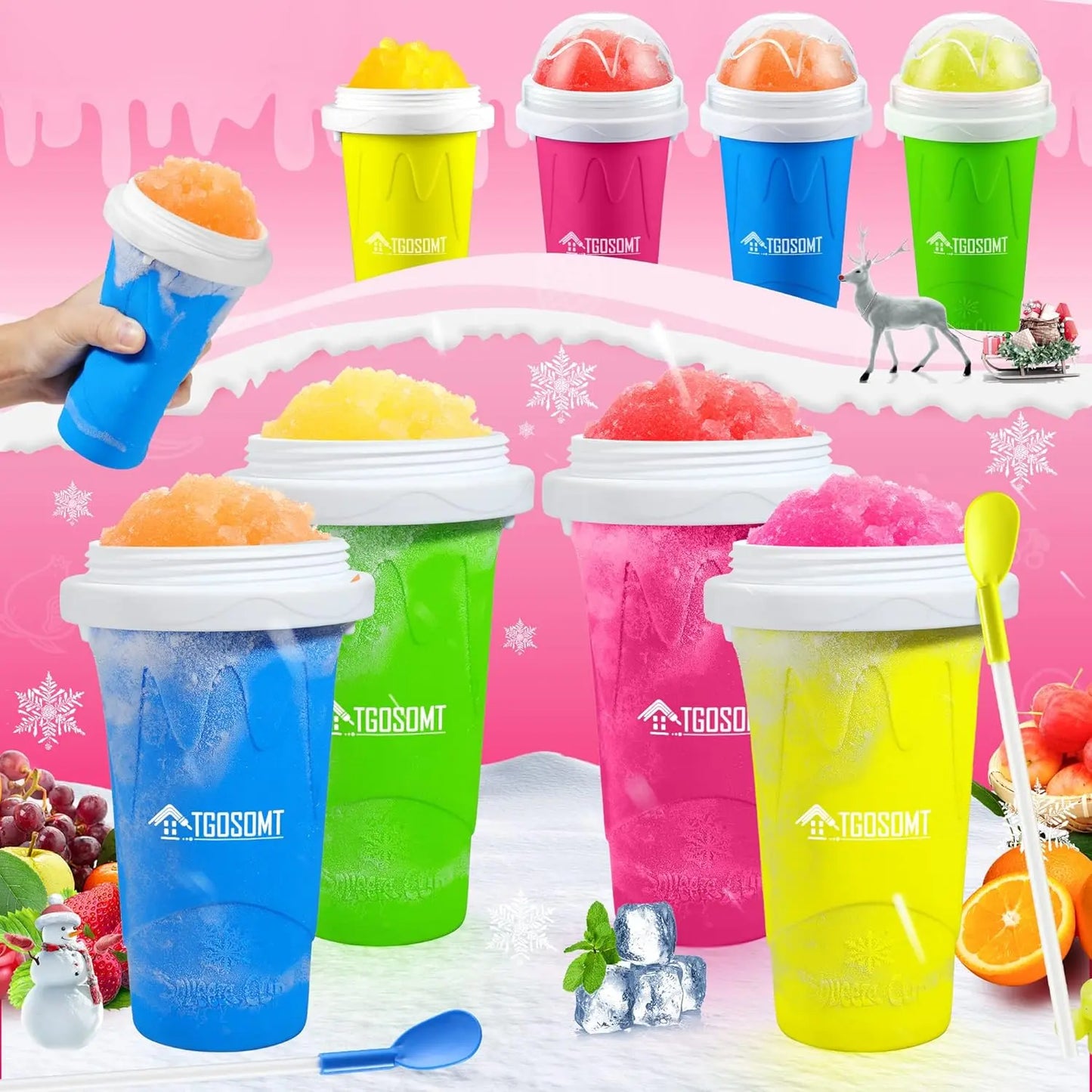 Slushy Cup, Magic Quick Frozen Slushie Maker Cup Squeeze,Ice Cream Make,Cool Fun Stuff Things Gadgets (Green)