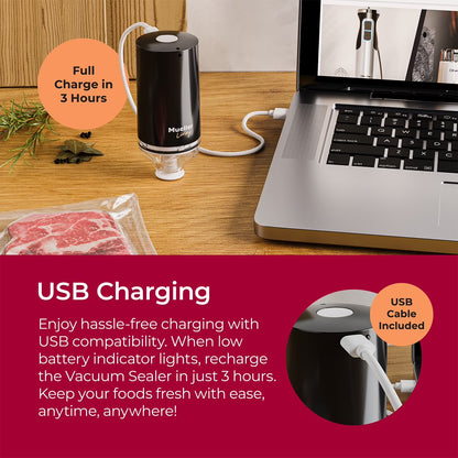 Mueller Handheld Vacuum Sealer Machine, Cordless Portable Food Sealer with (4) Reusable Zipper Bags & Charging System, for Travel and On-The-Go Food Storage