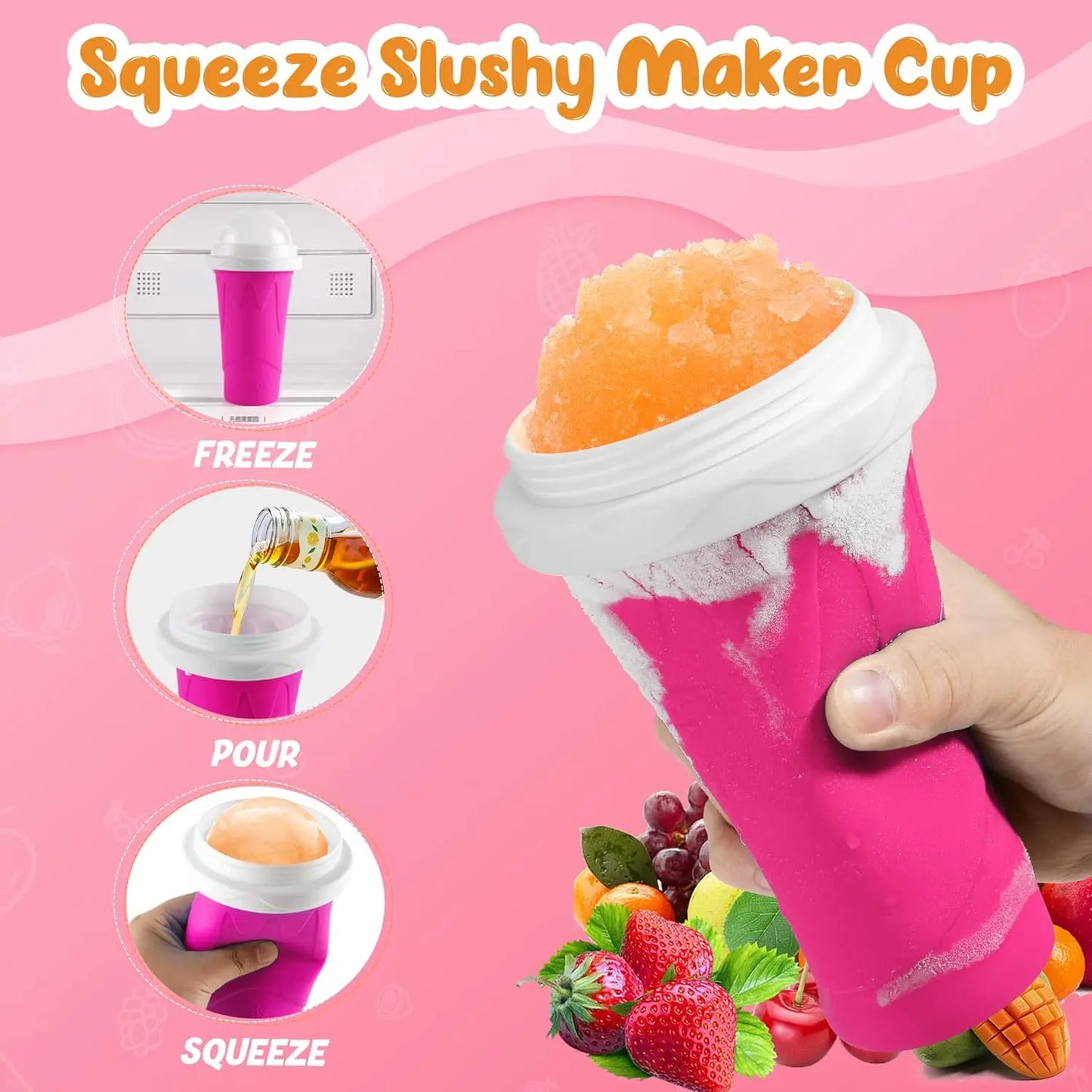 Slushy Cup, Magic Quick Frozen Slushie Maker Cup Squeeze,Ice Cream Make,Cool Fun Stuff Things Gadgets (Green)