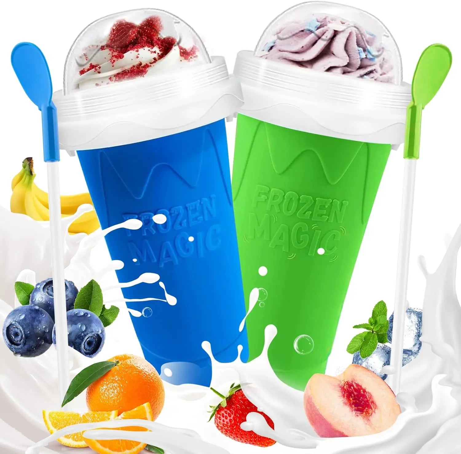 Slushy Cup, Magic Quick Frozen Slushie Maker Cup Squeeze,Ice Cream Make,Cool Fun Stuff Things Gadgets (Green)