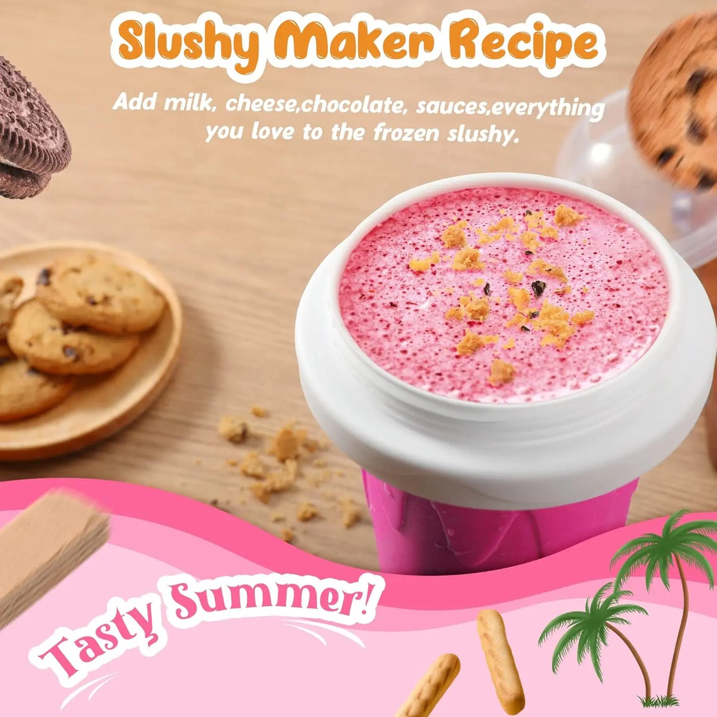 Slushy Cup, Magic Quick Frozen Slushie Maker Cup Squeeze,Ice Cream Make,Cool Fun Stuff Things Gadgets (Green)