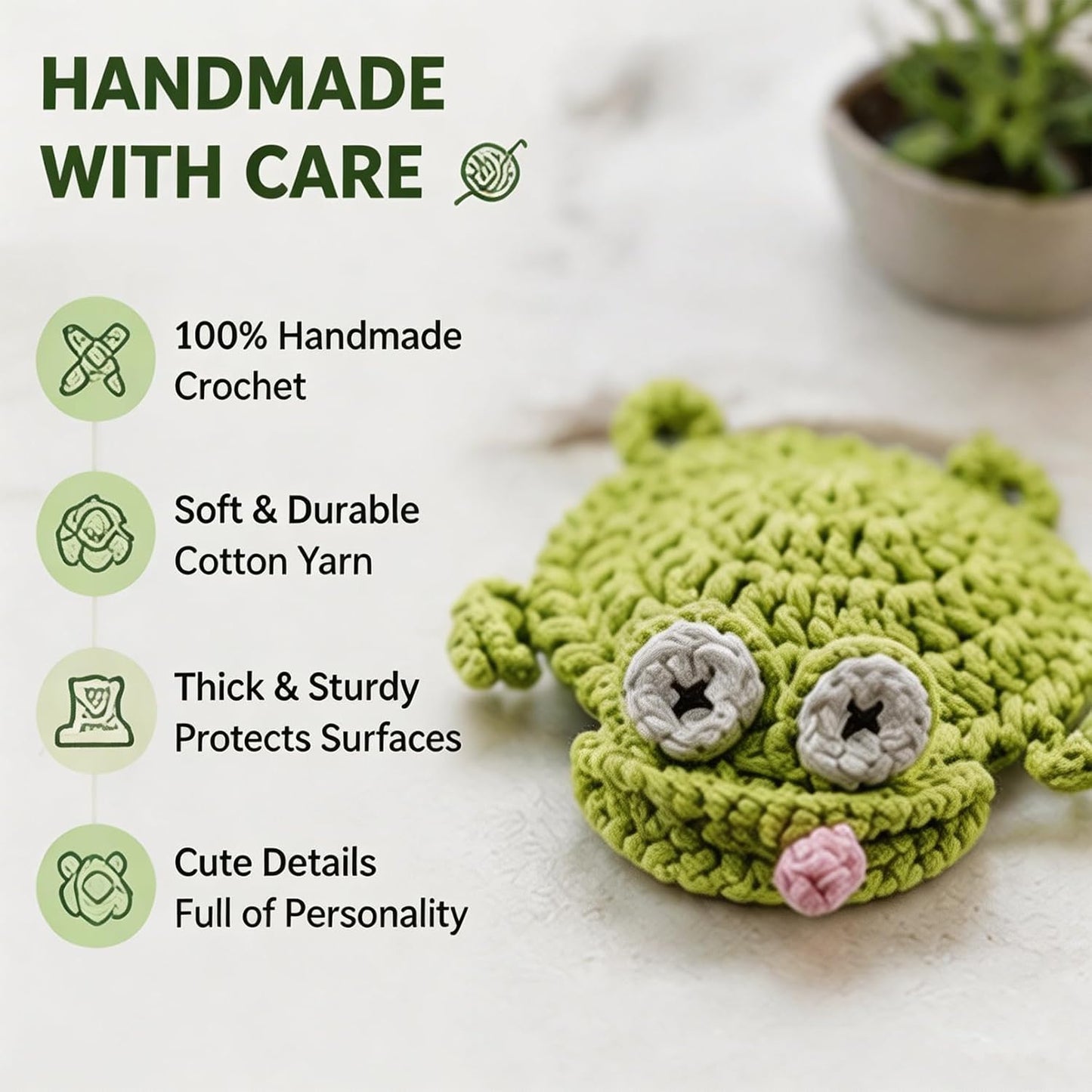 Crochet Lizard Coaster, Unique Lizard Funny Coasters, Cute 3D Handmade Crochet Animal Coaster, Decorative Drink Mug Rug for Home Decor (Mixed*3)