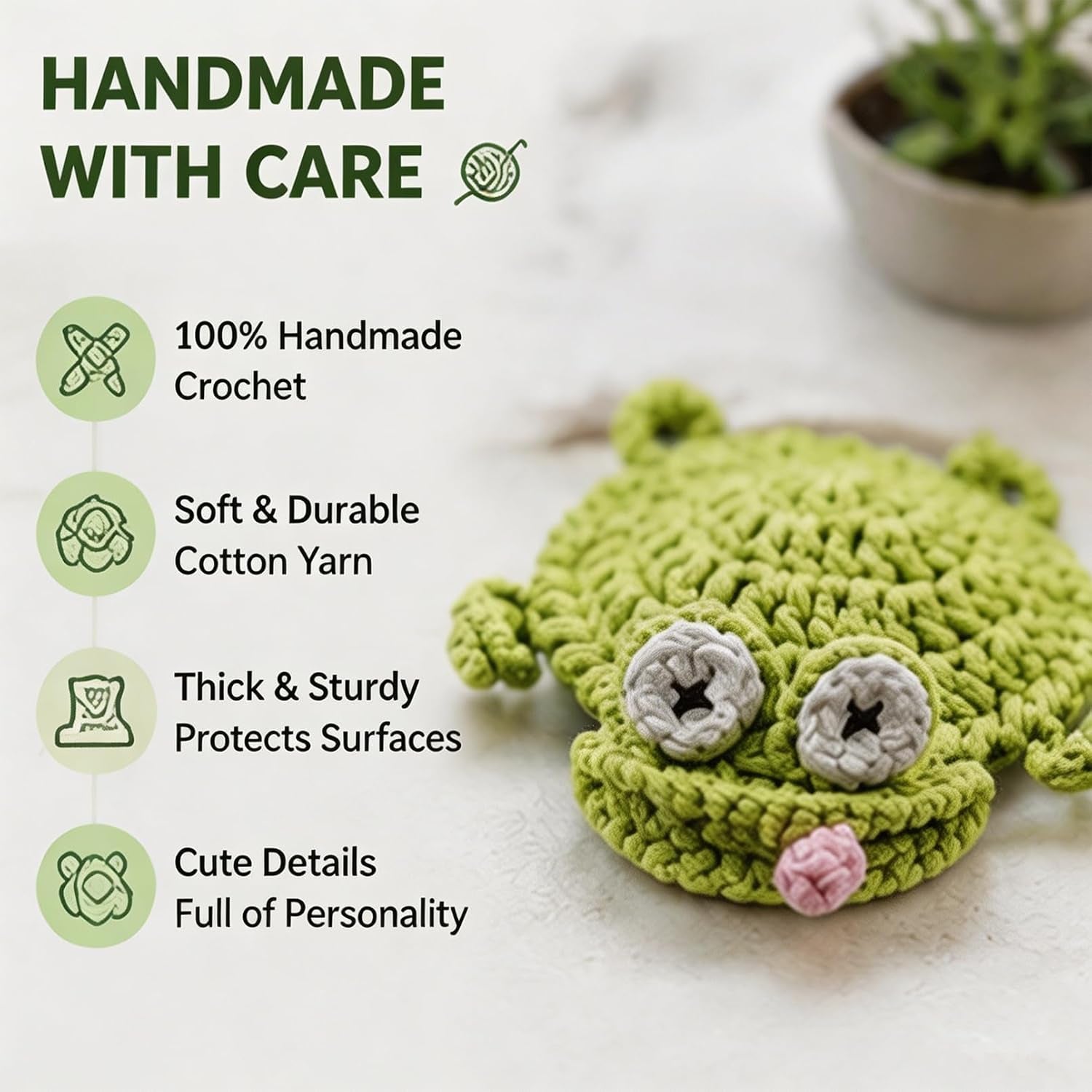 Crochet Lizard Coaster, Unique Lizard Funny Coasters, Cute 3D Handmade Crochet Animal Coaster, Decorative Drink Mug Rug for Home Decor (Mixed*3)