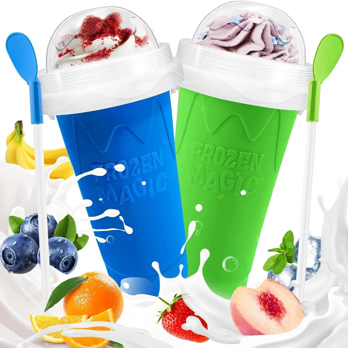Slushy Cup, Magic Quick Frozen Slushie Maker Cup Squeeze,Ice Cream Make,Cool Fun Stuff Things Gadgets (Green)