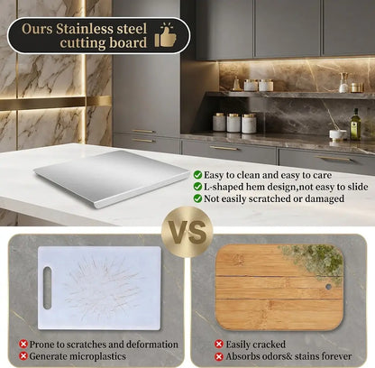 Stainless Steel, non-slip kitchen cutting board.