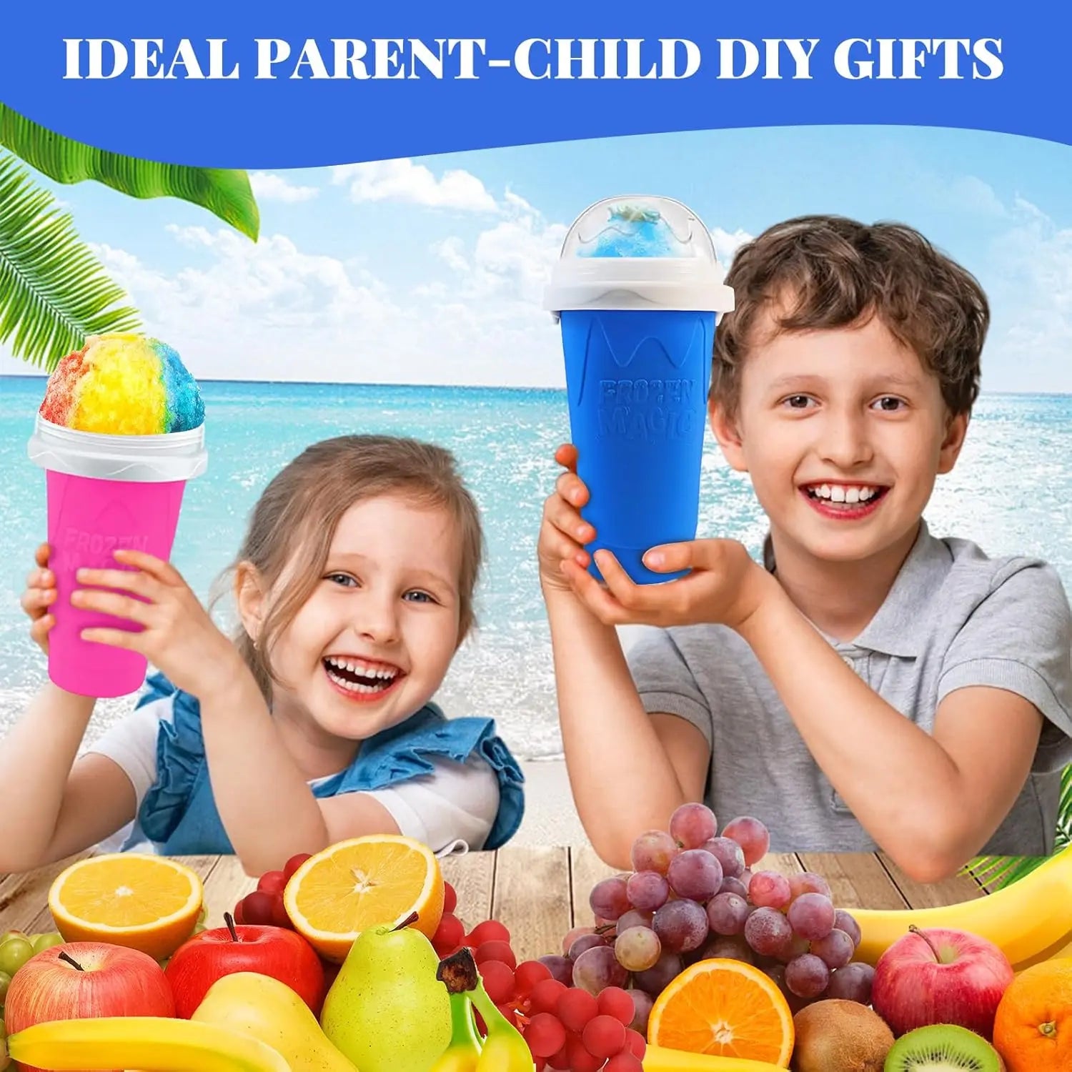 Slushy Cup, Magic Quick Frozen Slushie Maker Cup Squeeze,Ice Cream Make,Cool Fun Stuff Things Gadgets (Green)
