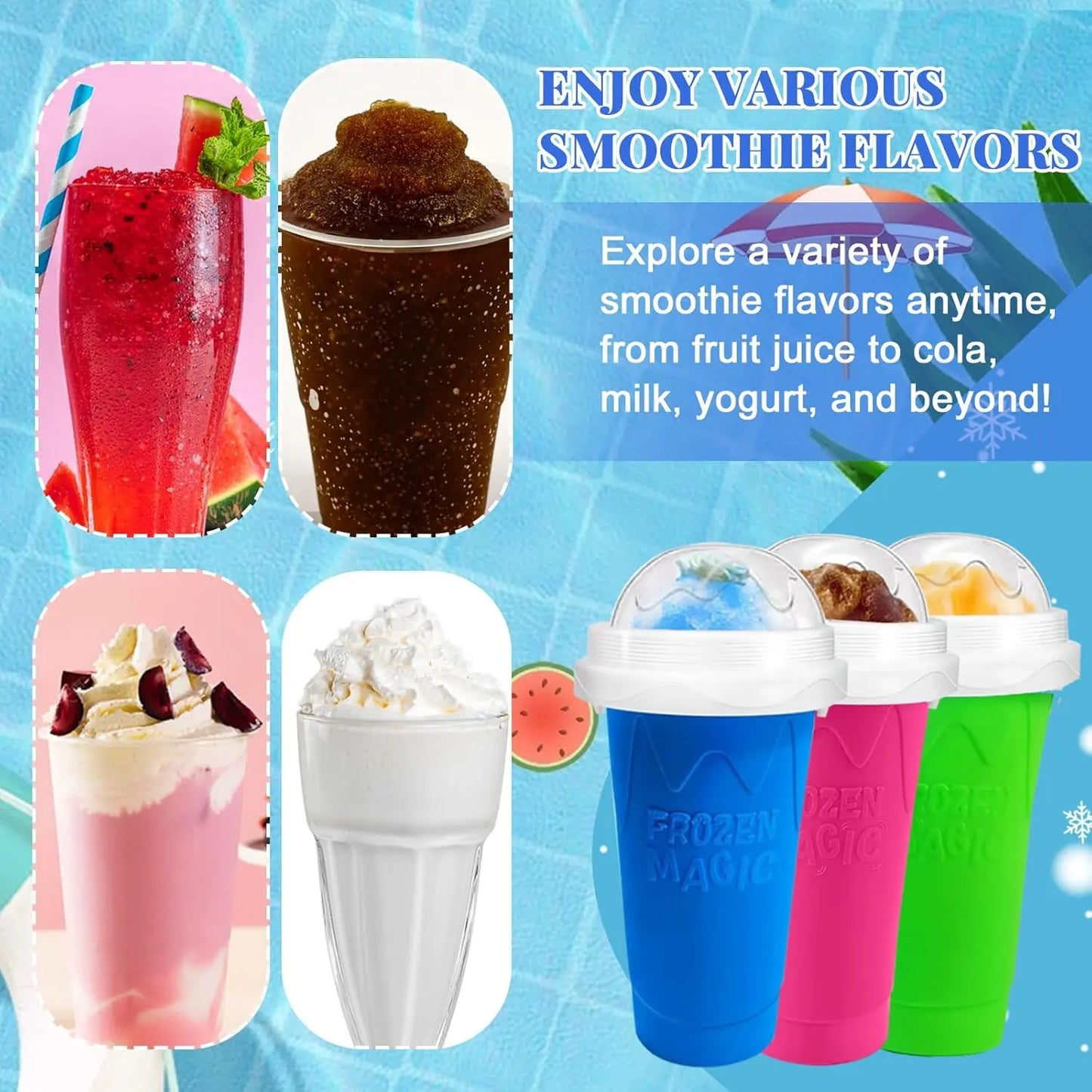 Slushy Cup, Magic Quick Frozen Slushie Maker Cup Squeeze,Ice Cream Make,Cool Fun Stuff Things Gadgets (Green)