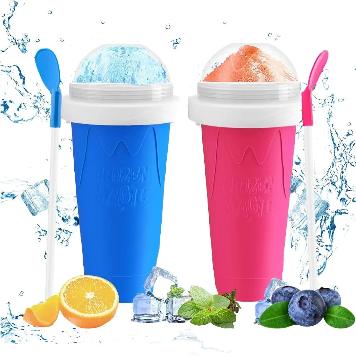 Slushy Cup, Magic Quick Frozen Slushie Maker Cup Squeeze,Ice Cream Make,Cool Fun Stuff Things Gadgets (Green)