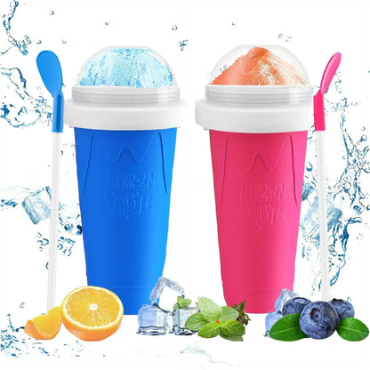 Slushy Cup, Magic Quick Frozen Slushie Maker Cup Squeeze,Ice Cream Make,Cool Fun Stuff Things Gadgets (Green)