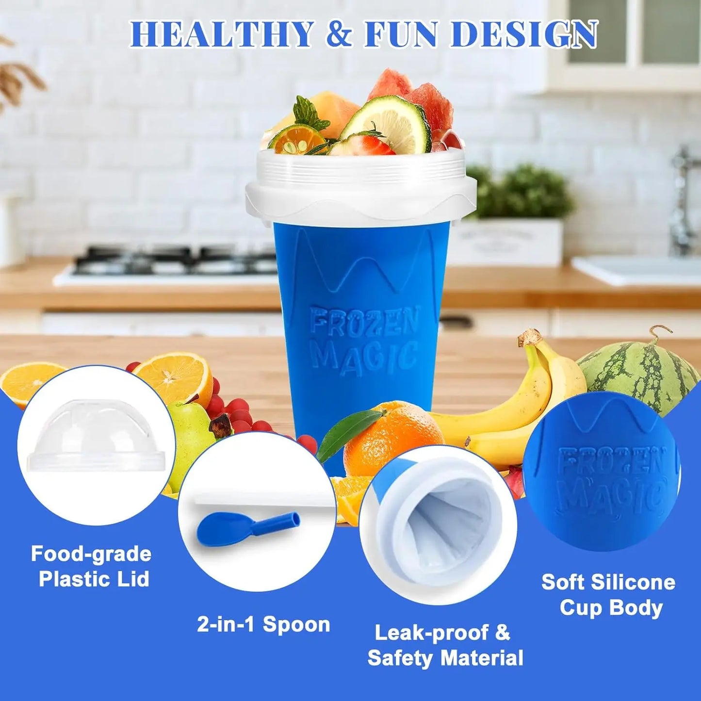 Slushy Cup, Magic Quick Frozen Slushie Maker Cup Squeeze,Ice Cream Make,Cool Fun Stuff Things Gadgets (Green)