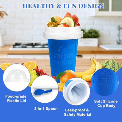 Slushy Cup, Magic Quick Frozen Slushie Maker Cup Squeeze,Ice Cream Make,Cool Fun Stuff Things Gadgets (Green)