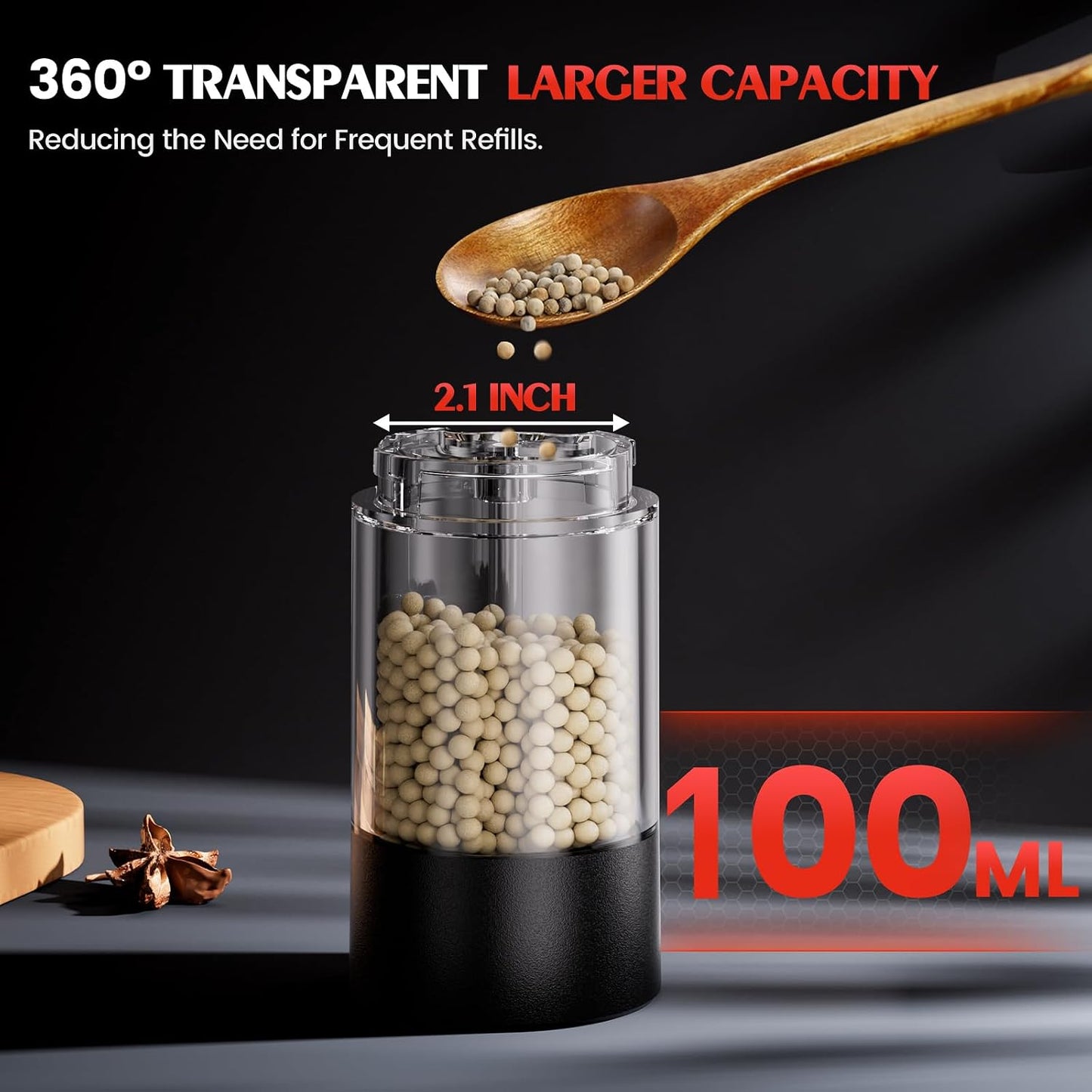 Electric Salt and Pepper Grinder Set Automatic Battery Pepper Mill Shakers Adjustable Coarseness Upgraded Larger Capacity with Led Home and Kitchen Appliances Birthday Gifts for Women Men