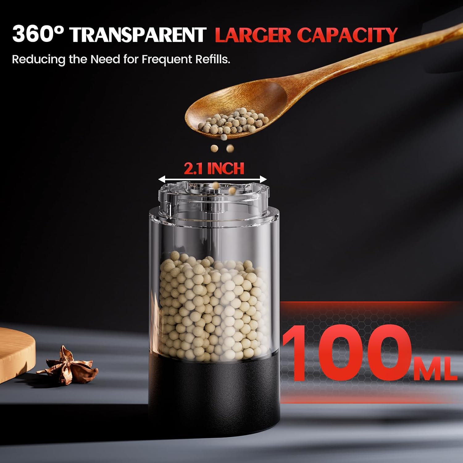 Electric Salt and Pepper Grinder Set Automatic Battery Pepper Mill Shakers Adjustable Coarseness Upgraded Larger Capacity with Led Home and Kitchen Appliances Birthday Gifts for Women Men