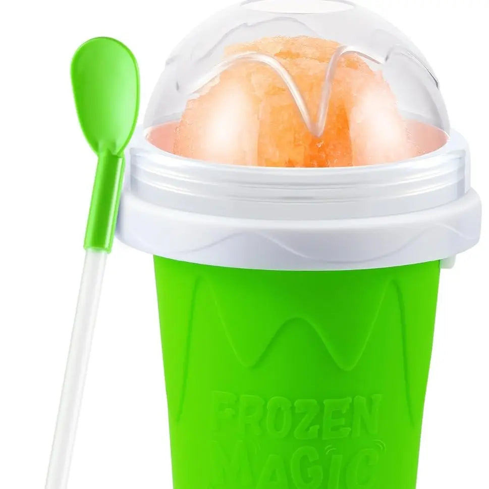 Slushy Cup, Magic Quick Frozen Slushie Maker Cup Squeeze,Ice Cream Make,Cool Fun Stuff Things Gadgets (Green)