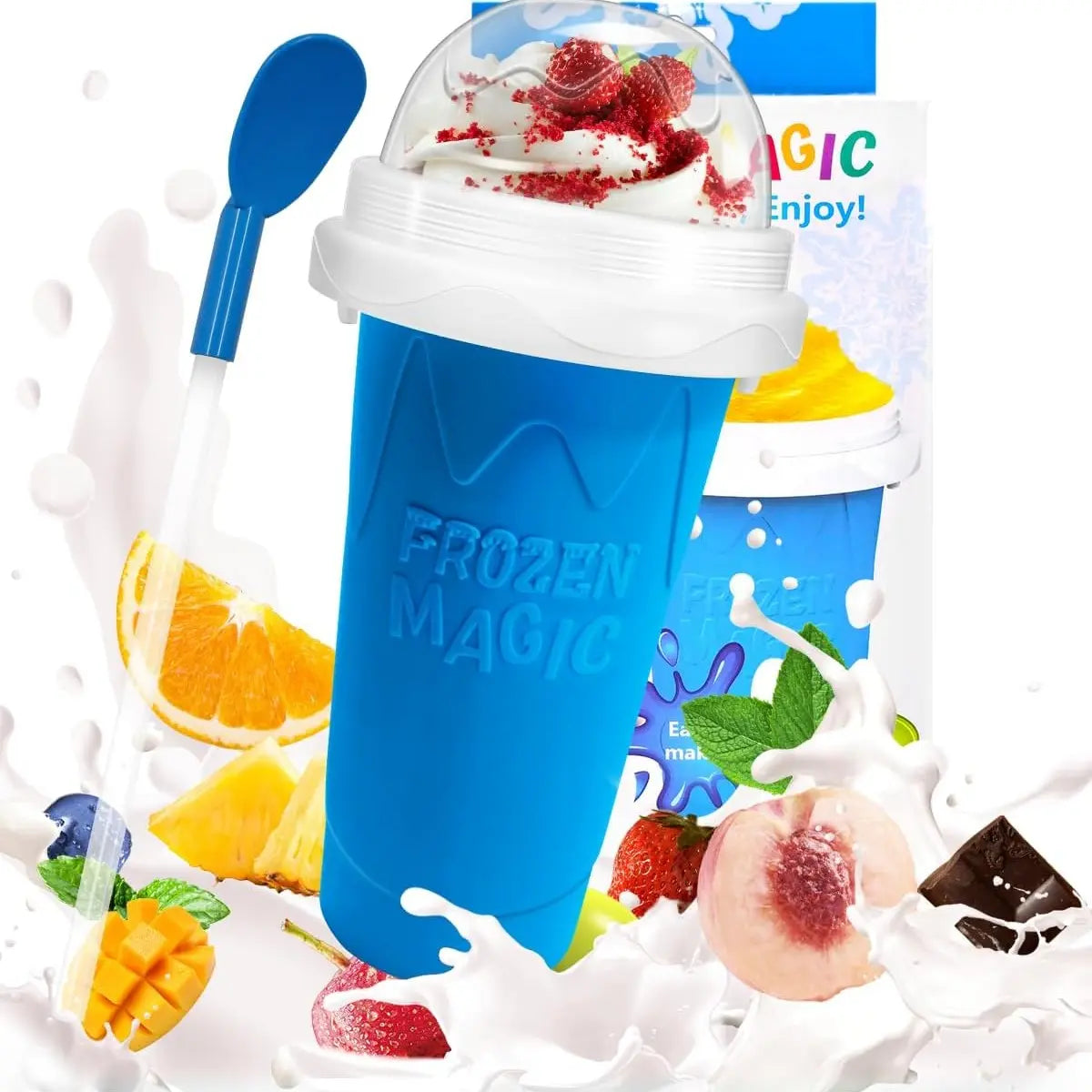 Slushy Cup, Magic Quick Frozen Slushie Maker Cup Squeeze,Ice Cream Make,Cool Fun Stuff Things Gadgets (Green)