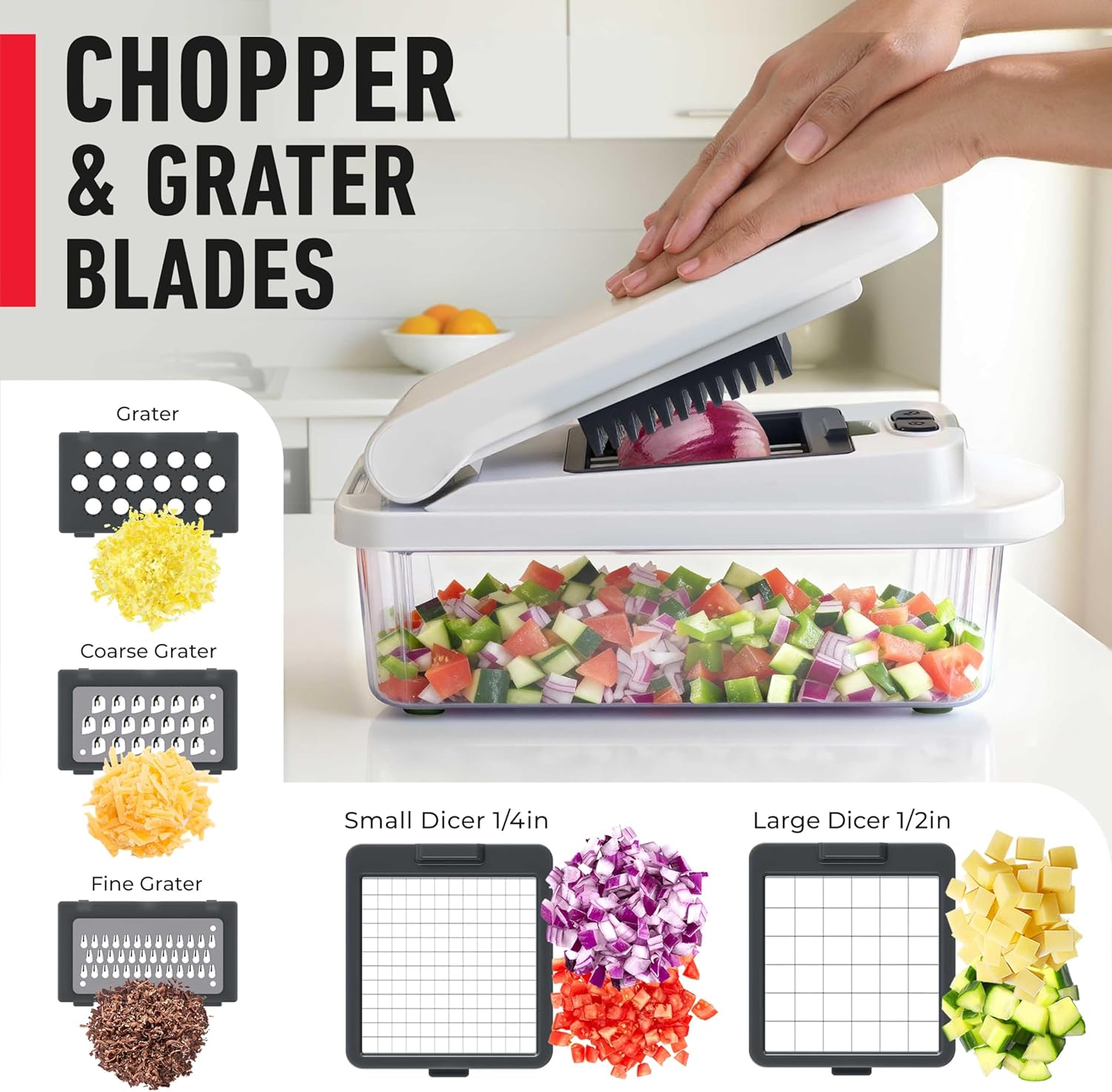 Vegetable Chopper & Mandoline Slicer, 10-In-1 8 Blade Food Veggie Chopper, Onion Vegetable Cutter with Container, Kitchen Gadgets & Essentials