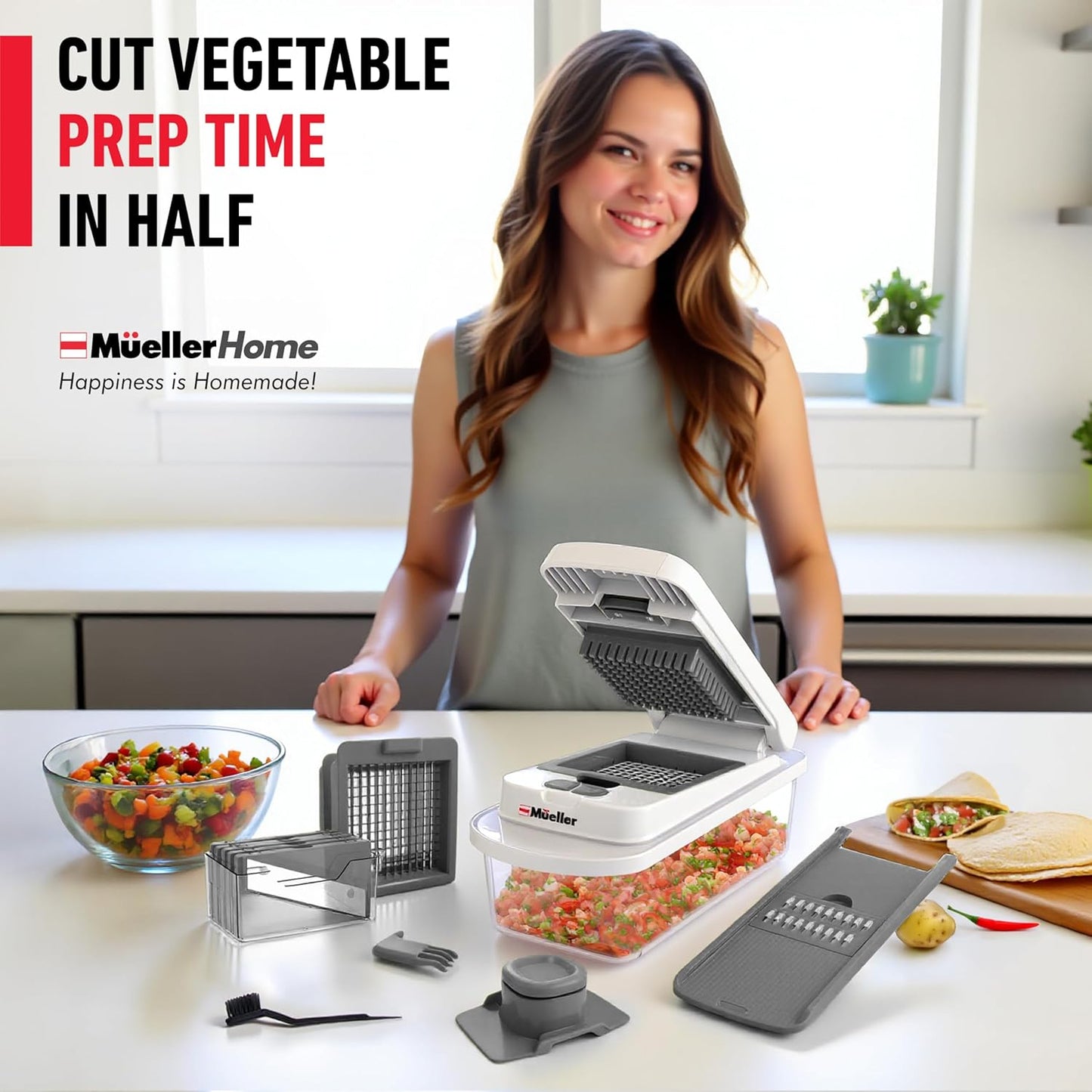 Vegetable Chopper & Mandoline Slicer, 10-In-1 8 Blade Food Veggie Chopper, Onion Vegetable Cutter with Container, Kitchen Gadgets & Essentials