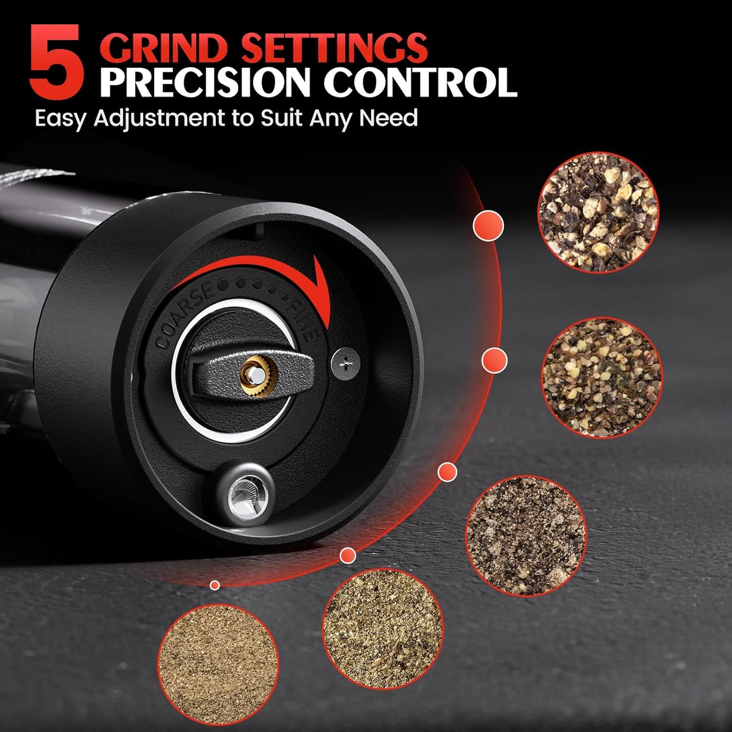Electric Salt and Pepper Grinder Set Automatic Battery Pepper Mill Shakers Adjustable Coarseness Upgraded Larger Capacity with Led Home and Kitchen Appliances Birthday Gifts for Women Men