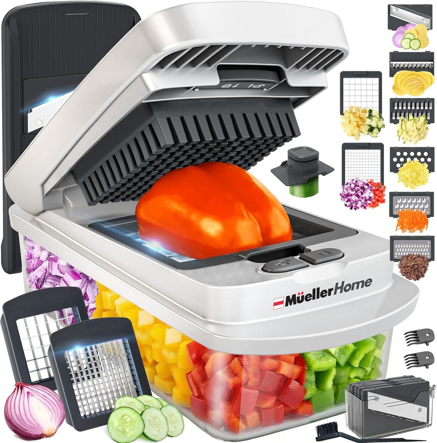 Vegetable Chopper & Mandoline Slicer, 10-In-1 8 Blade Food Veggie Chopper, Onion Vegetable Cutter with Container, Kitchen Gadgets & Essentials