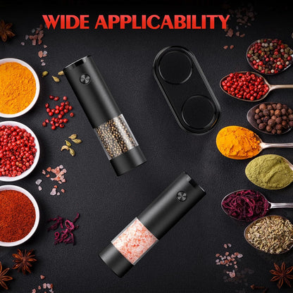 Electric Salt and Pepper Grinder Set Automatic Battery Pepper Mill Shakers Adjustable Coarseness Upgraded Larger Capacity with Led Home and Kitchen Appliances Birthday Gifts for Women Men