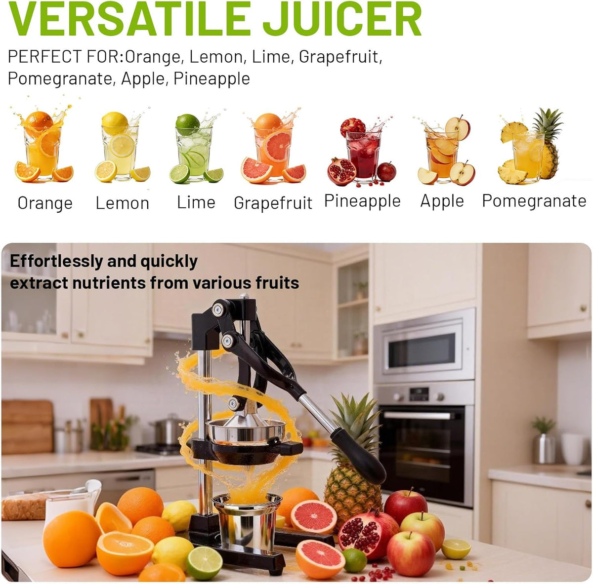 Cast Iron Juicer,Manual Juicer Hand Press,Professional Citrus Juicer | with Stainless Steel Cup,Easy to Use & Clean,Heavy Duty Stainless Steel Manual Juicer for Orange Juice,Pomegranate,Lemon