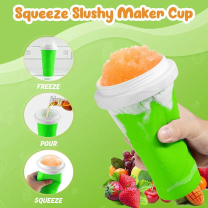Slushy Cup, Magic Quick Frozen Slushie Maker Cup Squeeze,Ice Cream Make,Cool Fun Stuff Things Gadgets (Green)