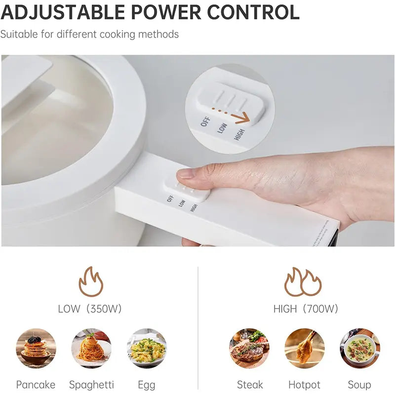 Olakys. Electric Hot Pot,1.5L Mini Hot Pot, Ceramic Glaze Non-Stick Portable Pot, Electric Pot for for Steak, Egg, Fried Rice, Oatmeal, Soup,Ramen with Dual Power Control, Electric Pot for Dorm Multifunctional Hot Pot Kitchen Appliances,Home Essentials