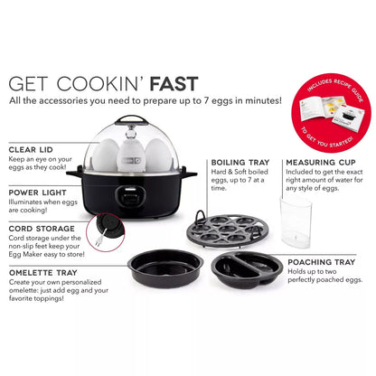 Dash 3-In-1 Everyday 7-Egg Cooker with Omelet Maker and Poaching