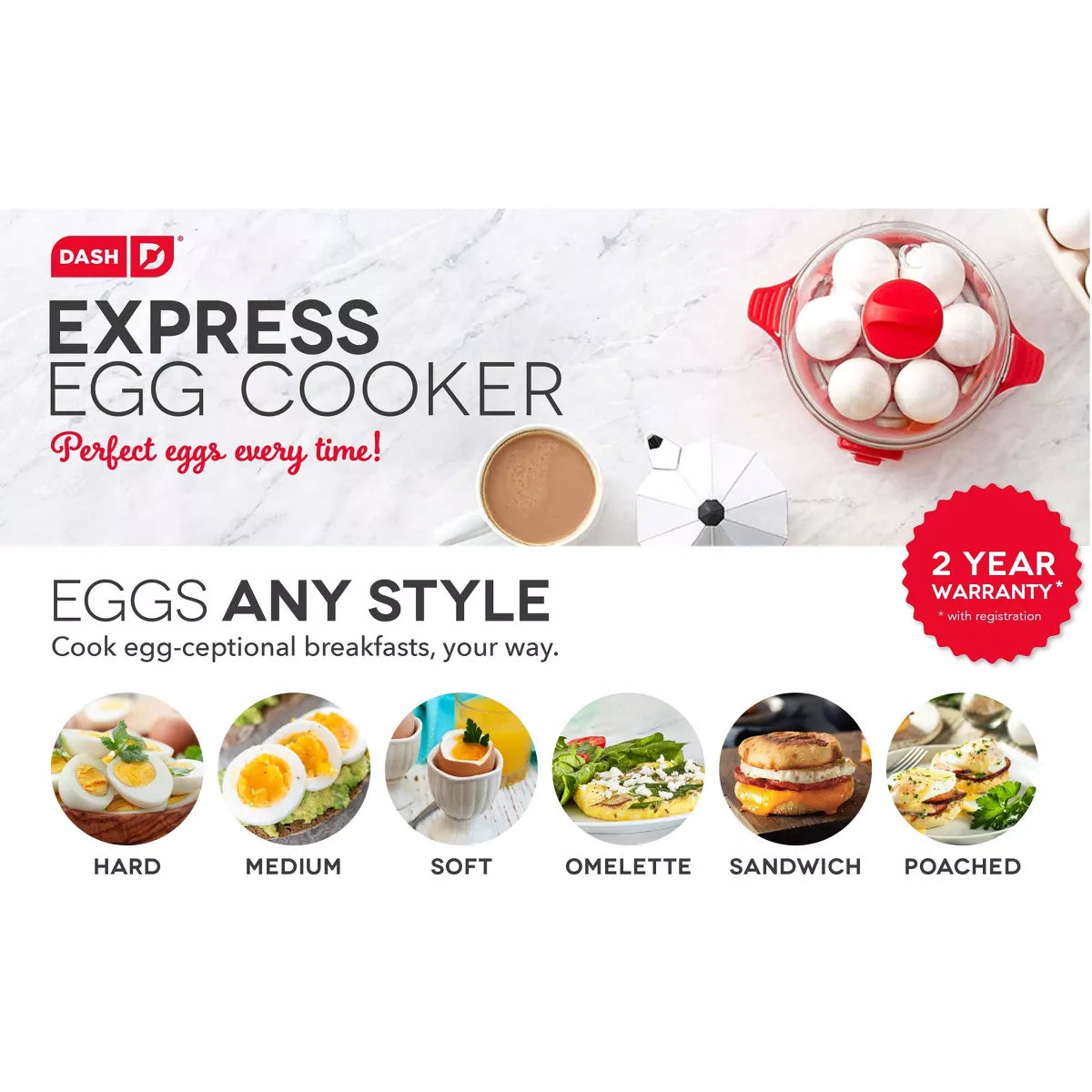 Dash 3-In-1 Everyday 7-Egg Cooker with Omelet Maker and Poaching