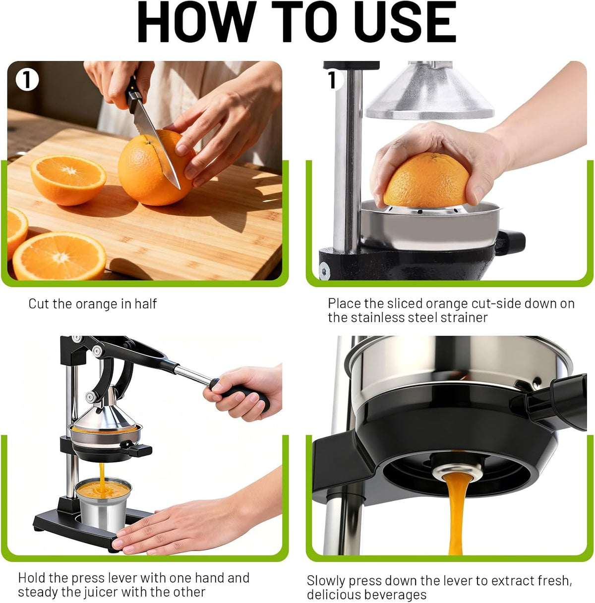 Cast Iron Juicer,Manual Juicer Hand Press,Professional Citrus Juicer | with Stainless Steel Cup,Easy to Use & Clean,Heavy Duty Stainless Steel Manual Juicer for Orange Juice,Pomegranate,Lemon