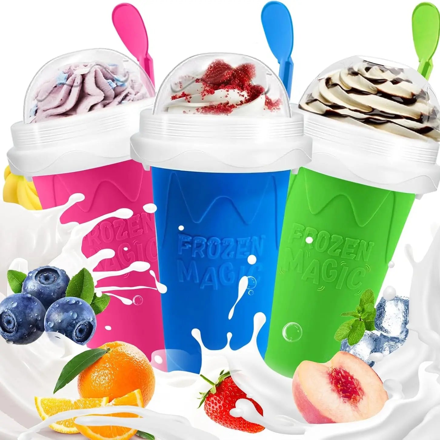 Slushy Cup, Magic Quick Frozen Slushie Maker Cup Squeeze,Ice Cream Make,Cool Fun Stuff Things Gadgets (Green)