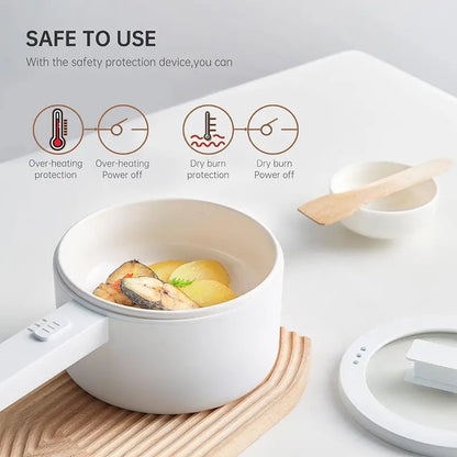 Olakys. Electric Hot Pot,1.5L Mini Hot Pot, Ceramic Glaze Non-Stick Portable Pot, Electric Pot for for Steak, Egg, Fried Rice, Oatmeal, Soup,Ramen with Dual Power Control, Electric Pot for Dorm Multifunctional Hot Pot Kitchen Appliances,Home Essentials