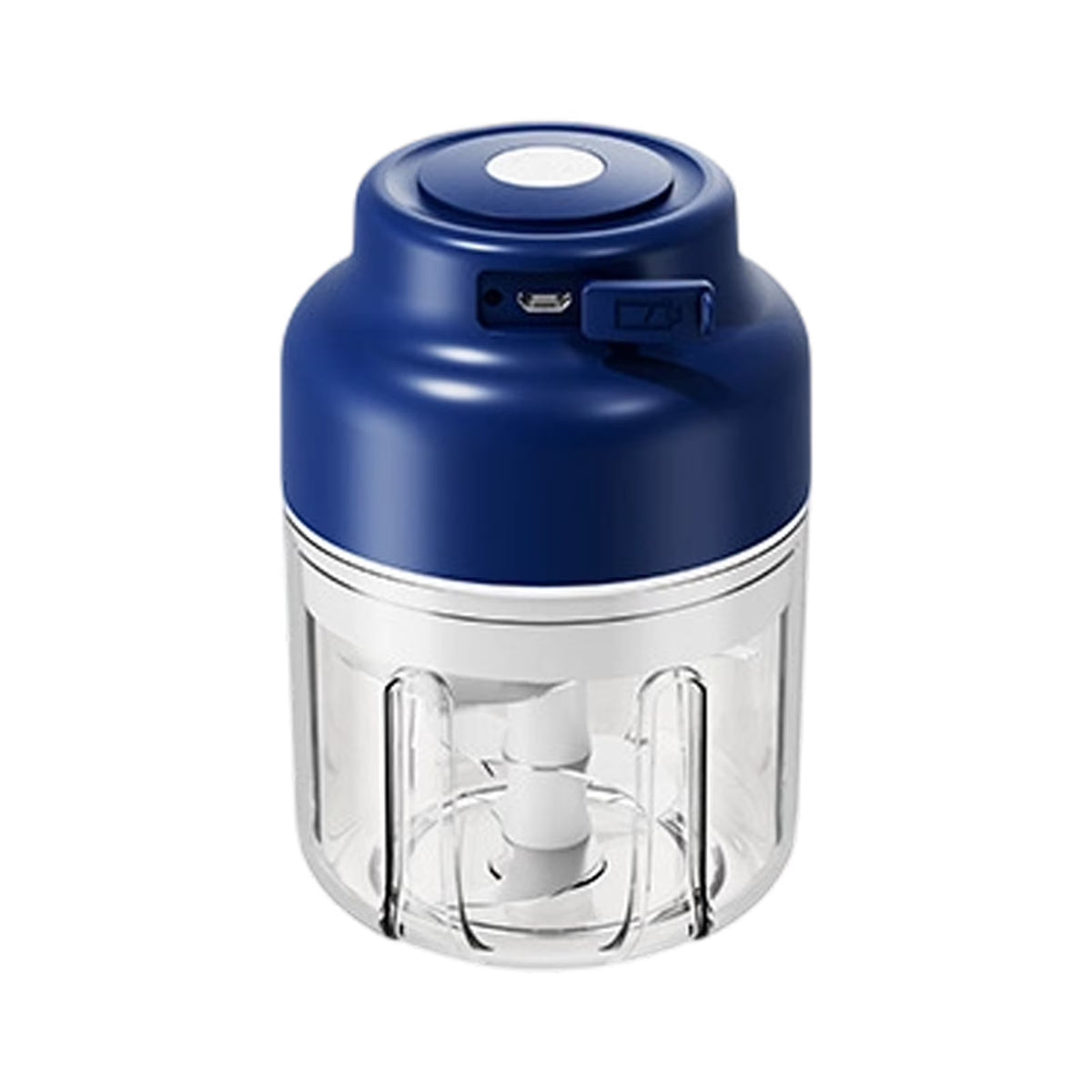 Rechargeable Electric Garlic Chopper,Portable Mini Food Processor with 4 Blades & Measure Cup,Wireless Cordless Vegetable & Meat Mincer,Easy Clean Kitchen Gadget,Blue,8.5 OZ 4 Blades